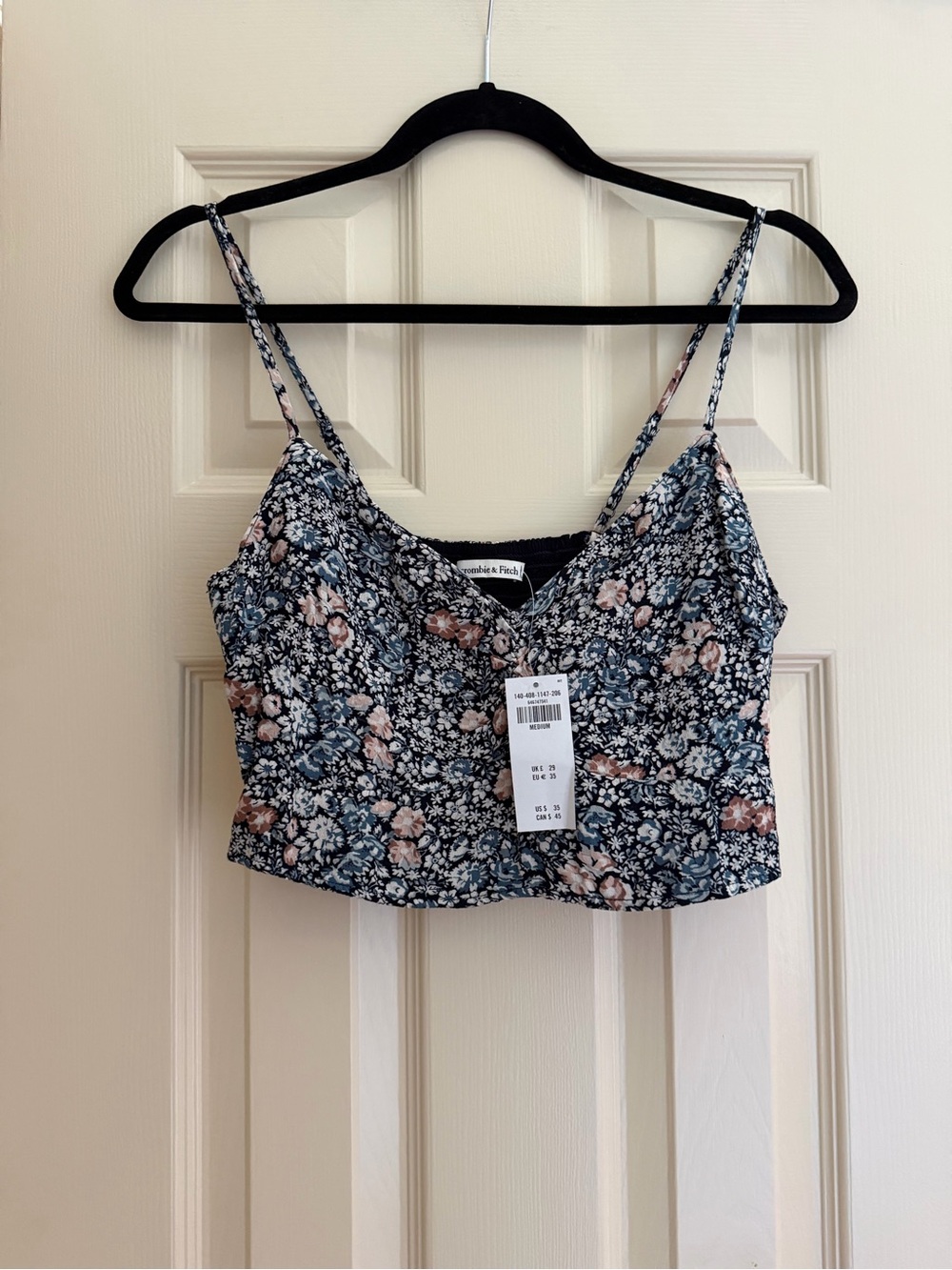 Abercrombie & Fitch Navy Blue Floral Cropped Cami